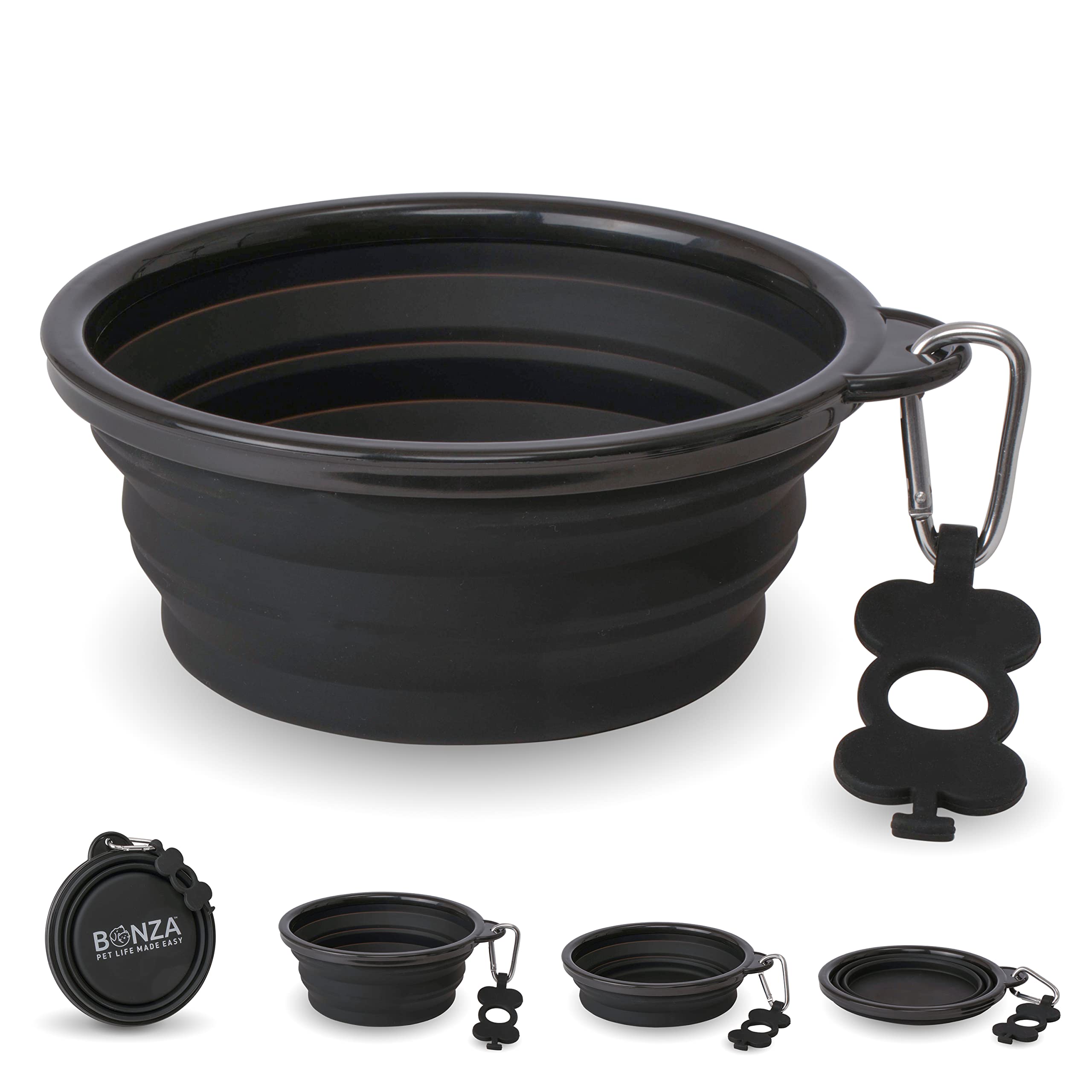 Bonza collapsible dog bowl folded flat for compact travel storage