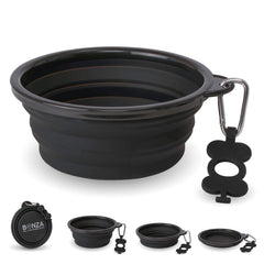 Bonza collapsible dog bowl folded flat for compact travel storage
