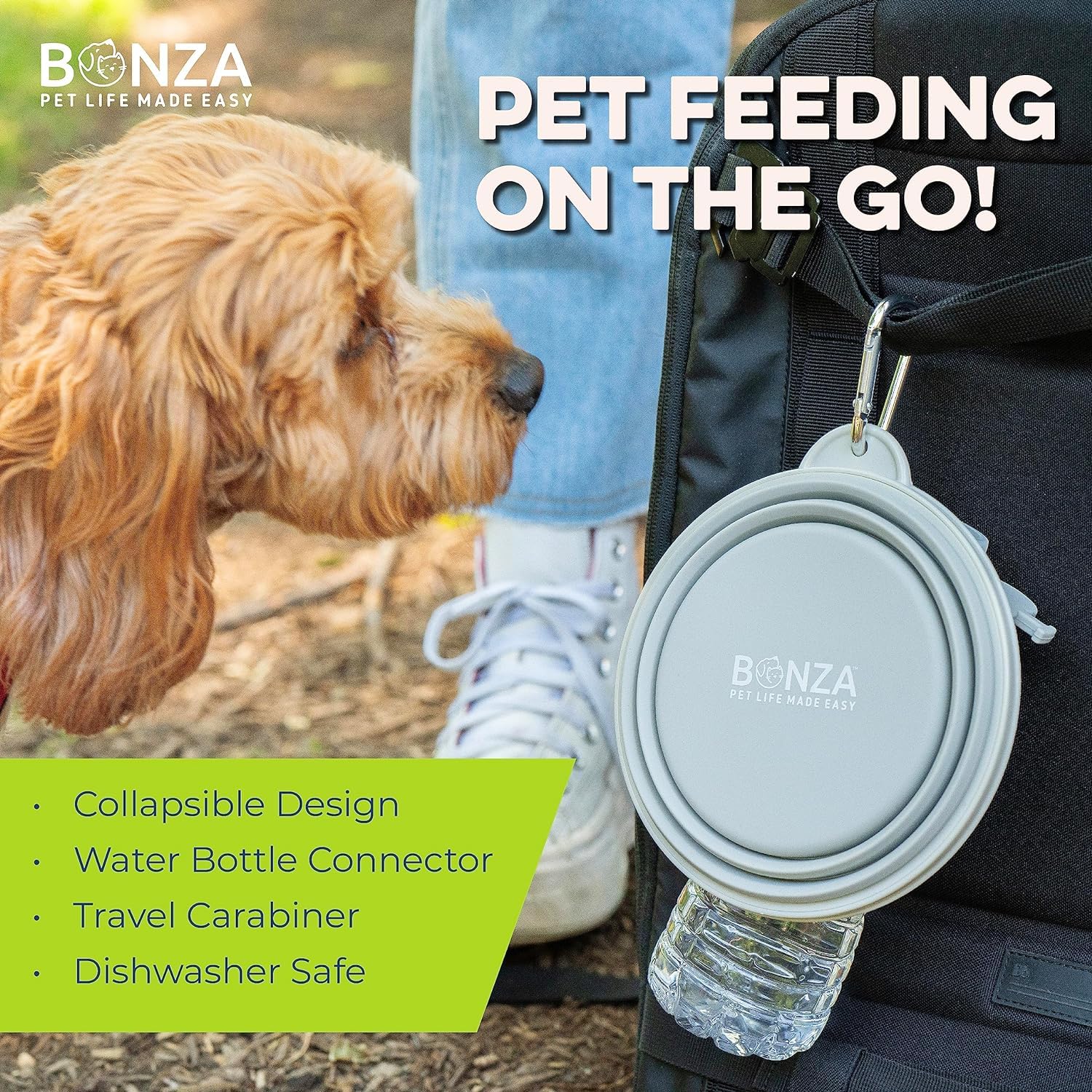 Bonza navy blue bowls ready for camping meals and water on the trail.