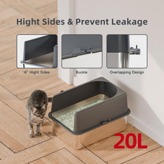 Booche 6-inch high detachable lid prevents leaks and splashes.
