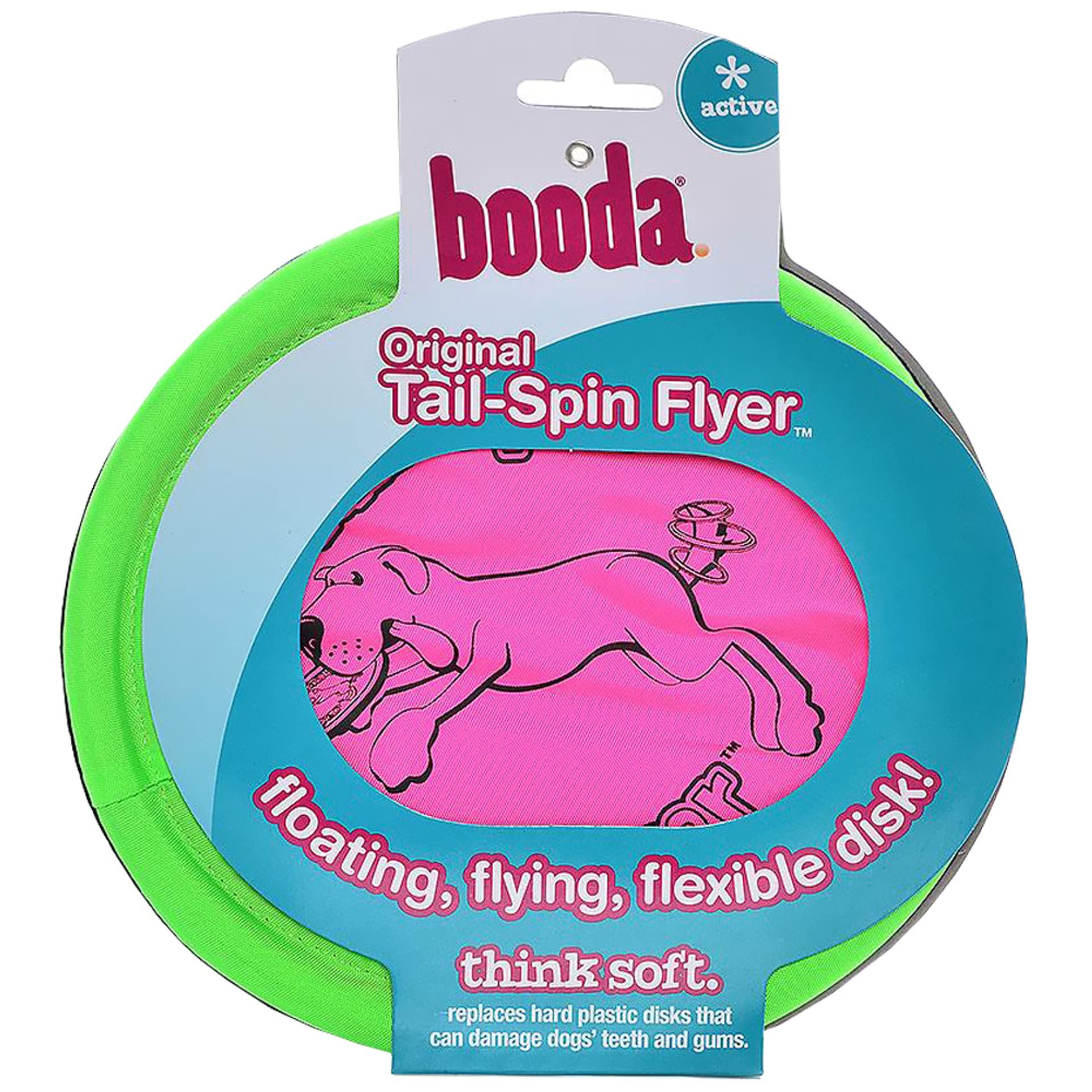 Booda Tail-Spin Flyer in action during a game of fetch.