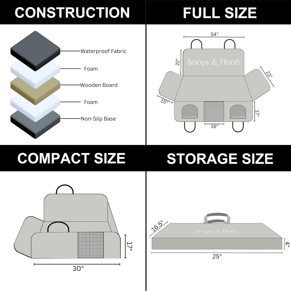 Boops & Floofs back-seat-extender foldable design for easy storage