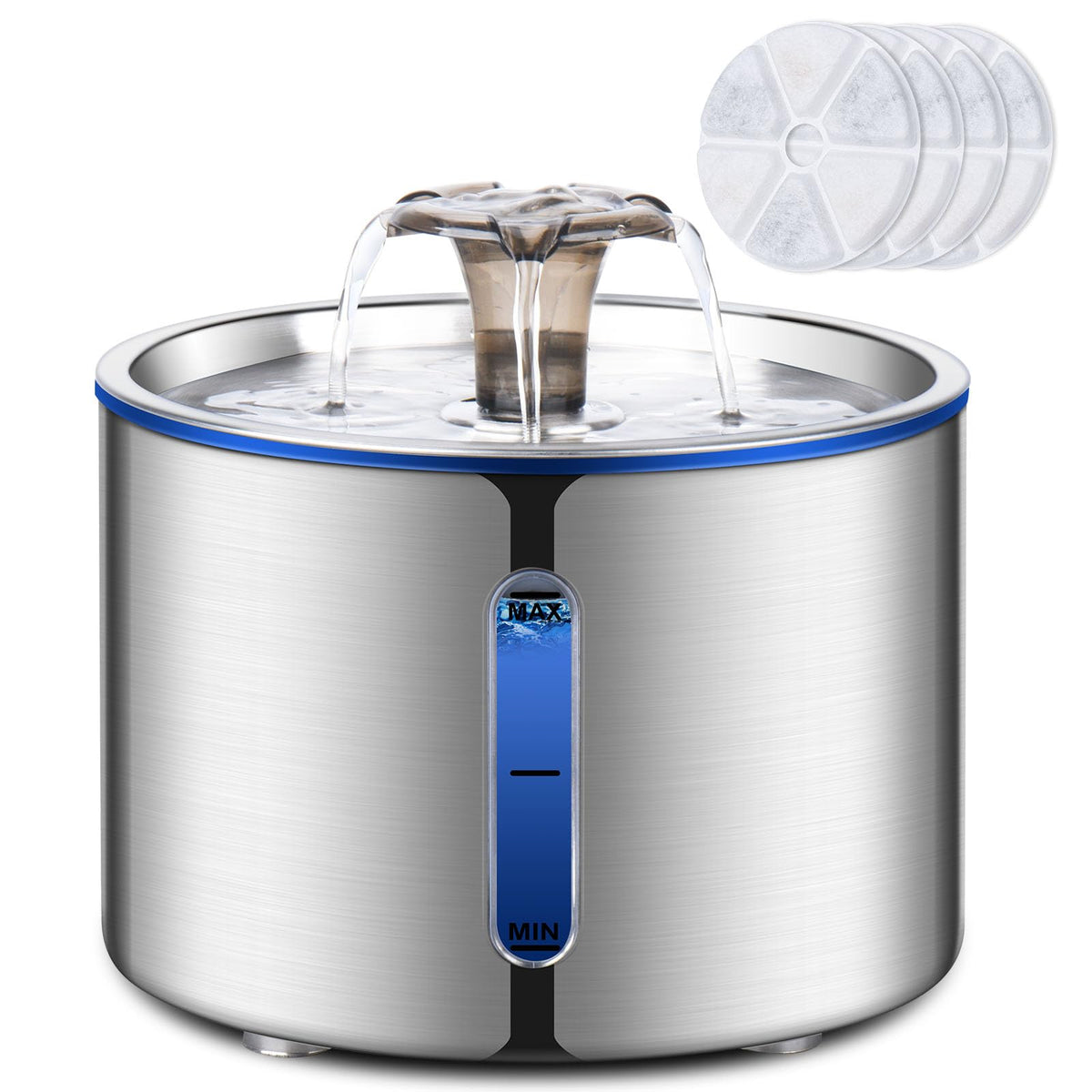 BOORCA cat fountain exterior view shows sleek stainless steel design for durable hydration