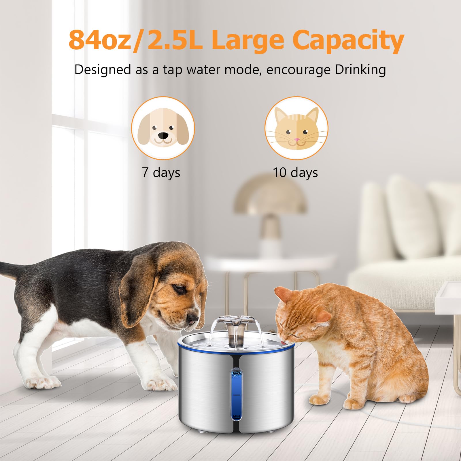 BOORCA cat fountain filtration system with multi-layer filters