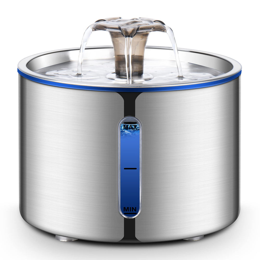 BOORCA cat water fountain with 84oz capacity and level window for easy monitoring.