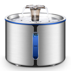 BOORCA cat water fountain with 84oz capacity and level window for easy monitoring.