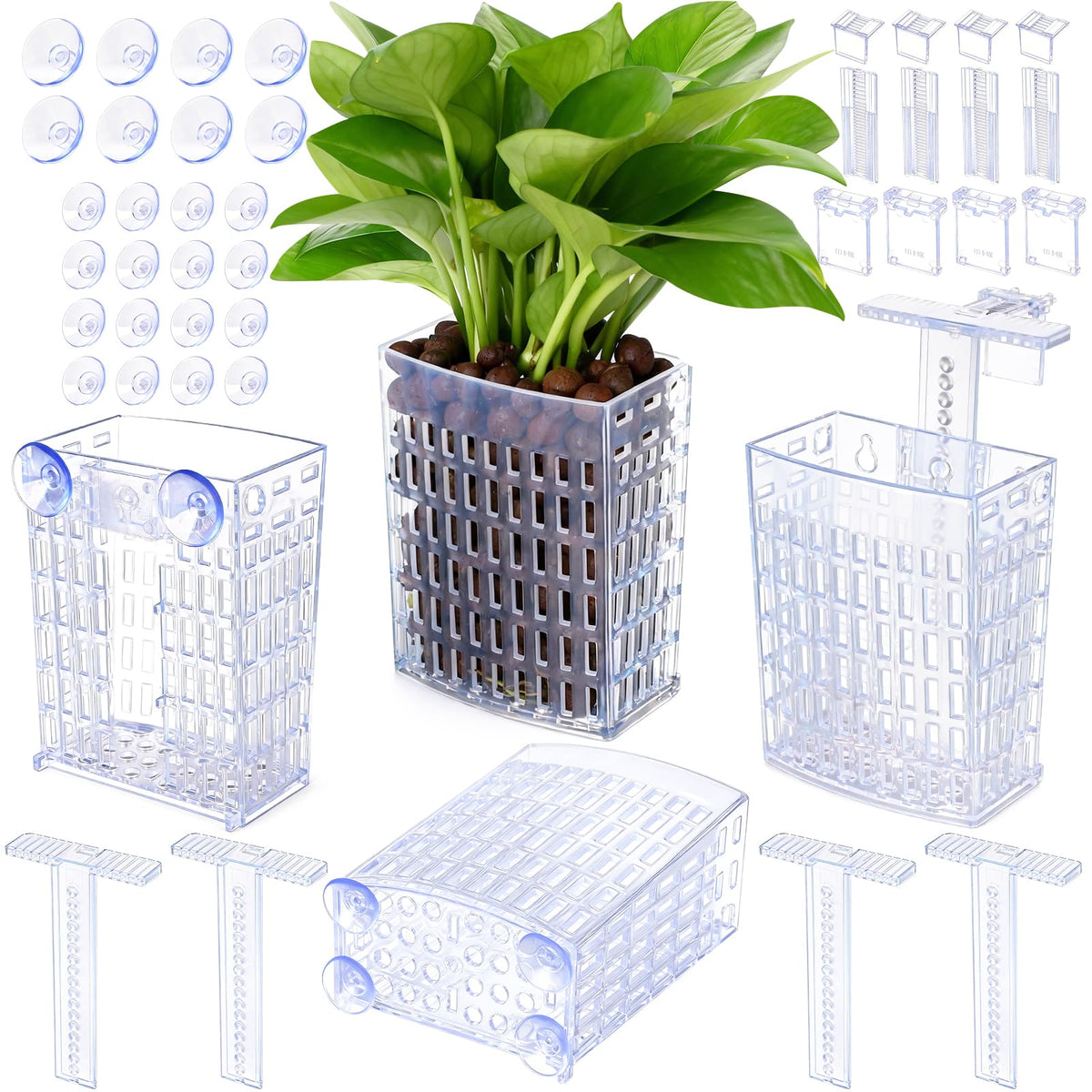 Borlech aquarium plant holder with extendable hook for flexible placement and layered aquascaping.