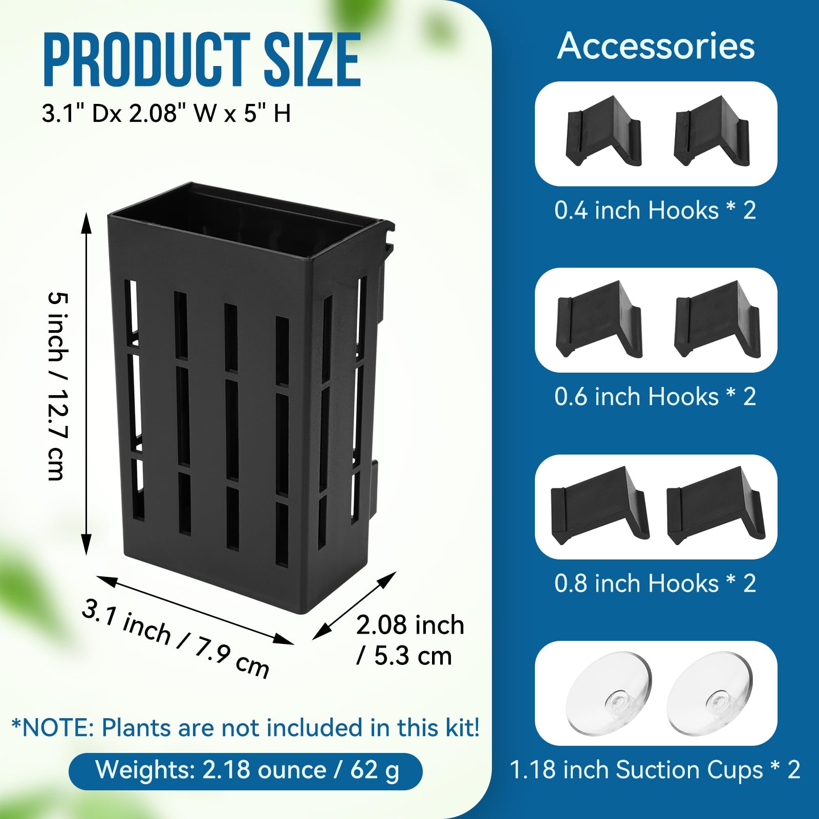 Borlech plant holder hanging on glass edge for flexible aquarium placement.