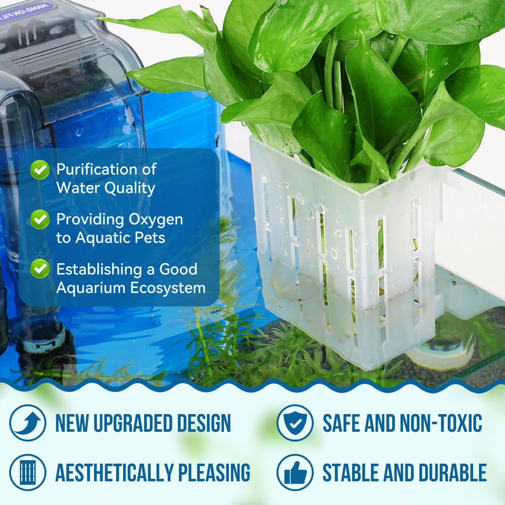 Borlech plant holder front view showing semitransparent body for subtle aquascape decoration.