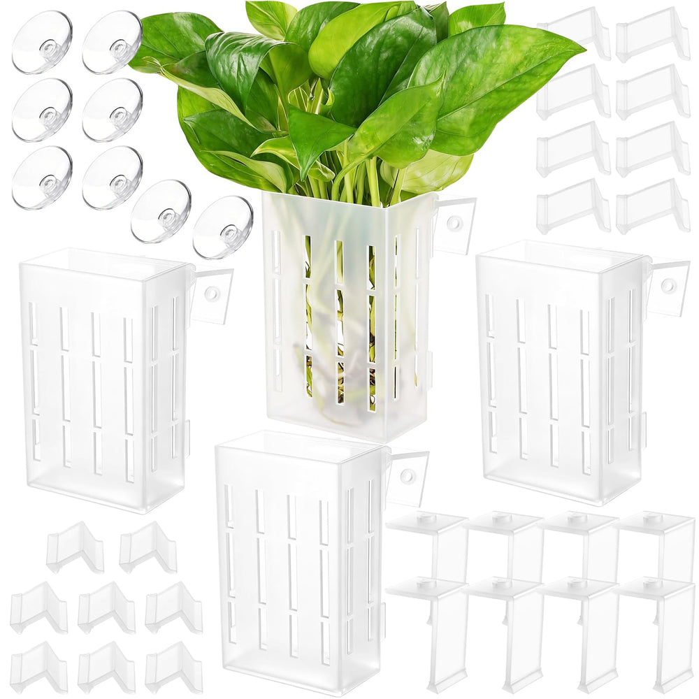 Borlech upgraded large aquarium plant holder side view with hook option for stable rimmed tanks.