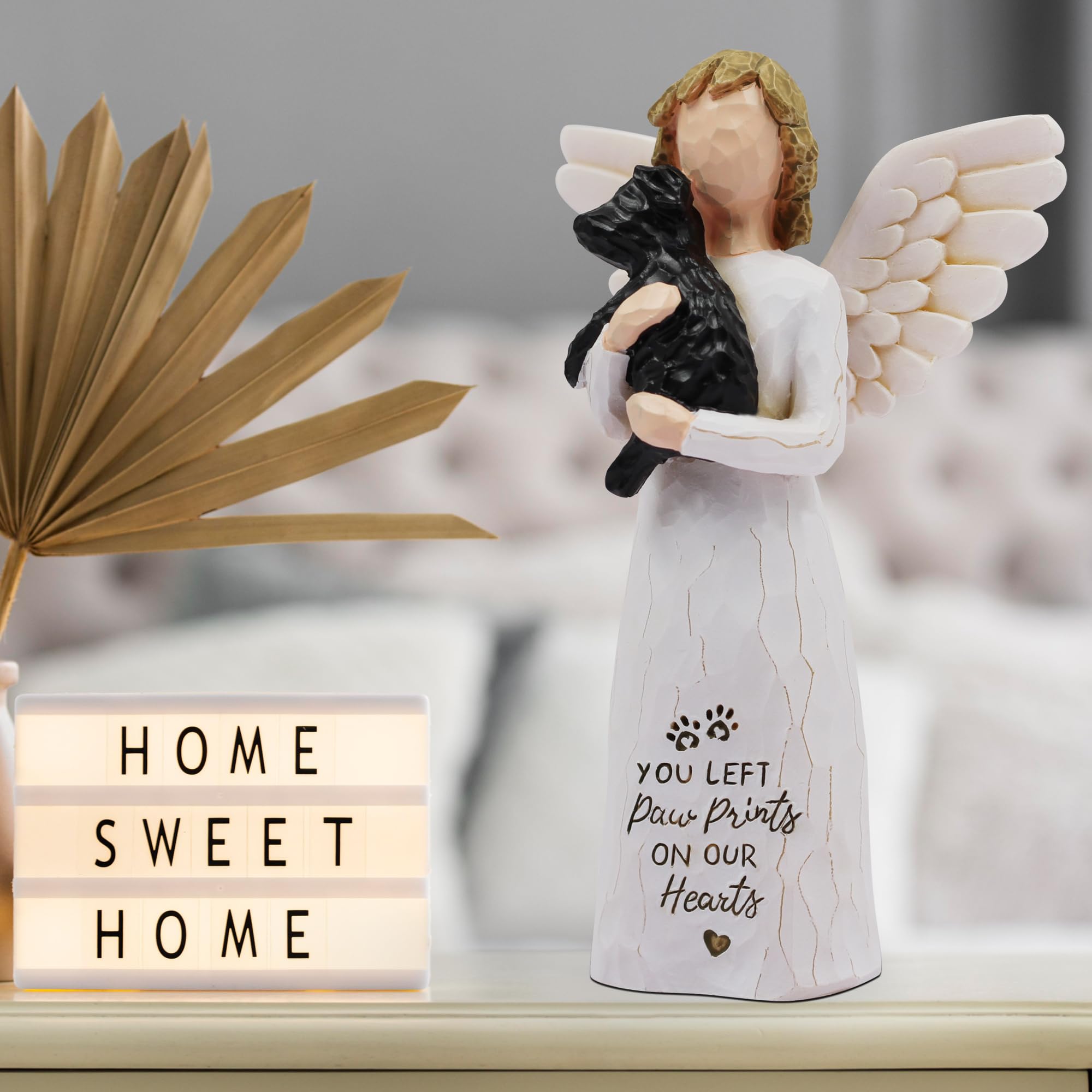BORLESTA five-point-one-inch dog angel statue for home décor.