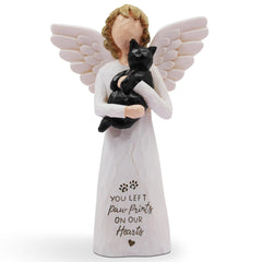 BORLESTA cat memorial angel figurine in black for remembrance on display