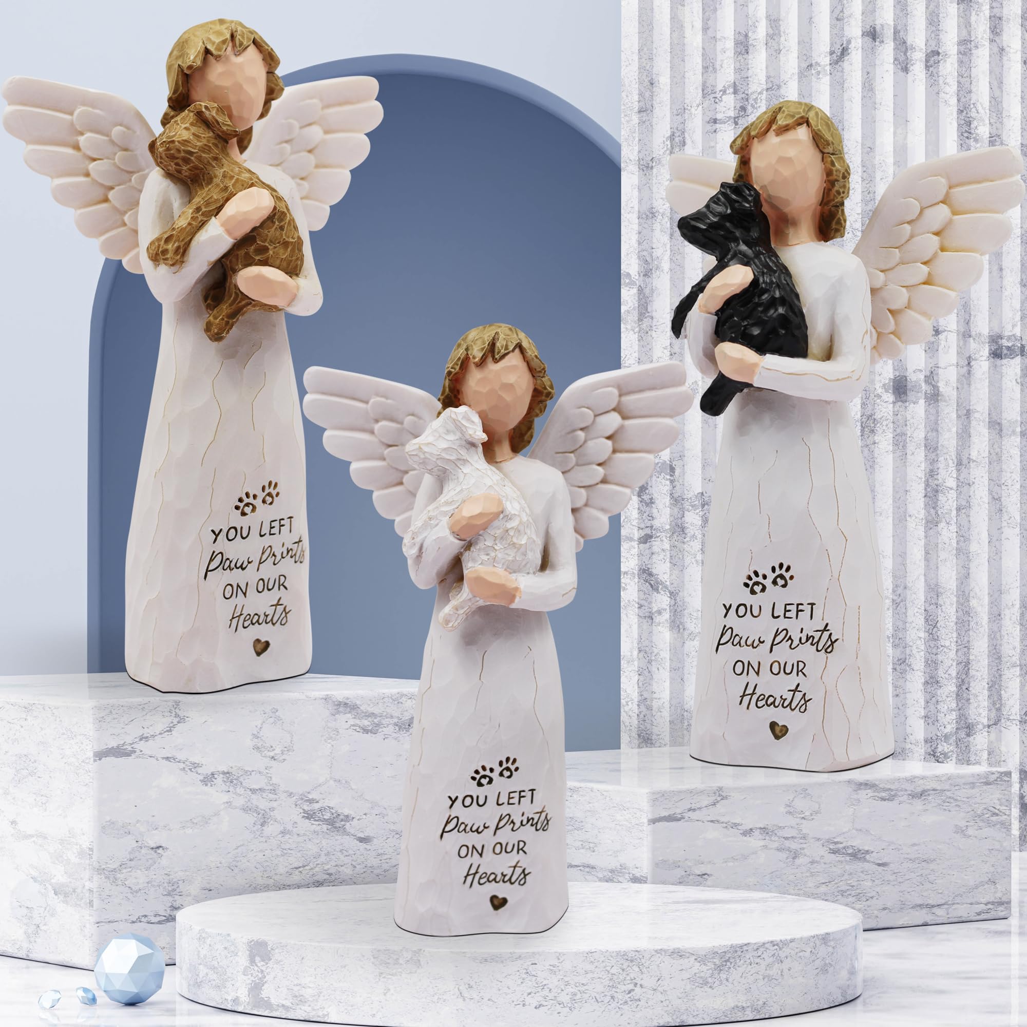 BORLESTA hand-painted dog angel statue with durable resin finish