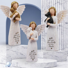 BORLESTA hand-painted dog angel statue with durable resin finish