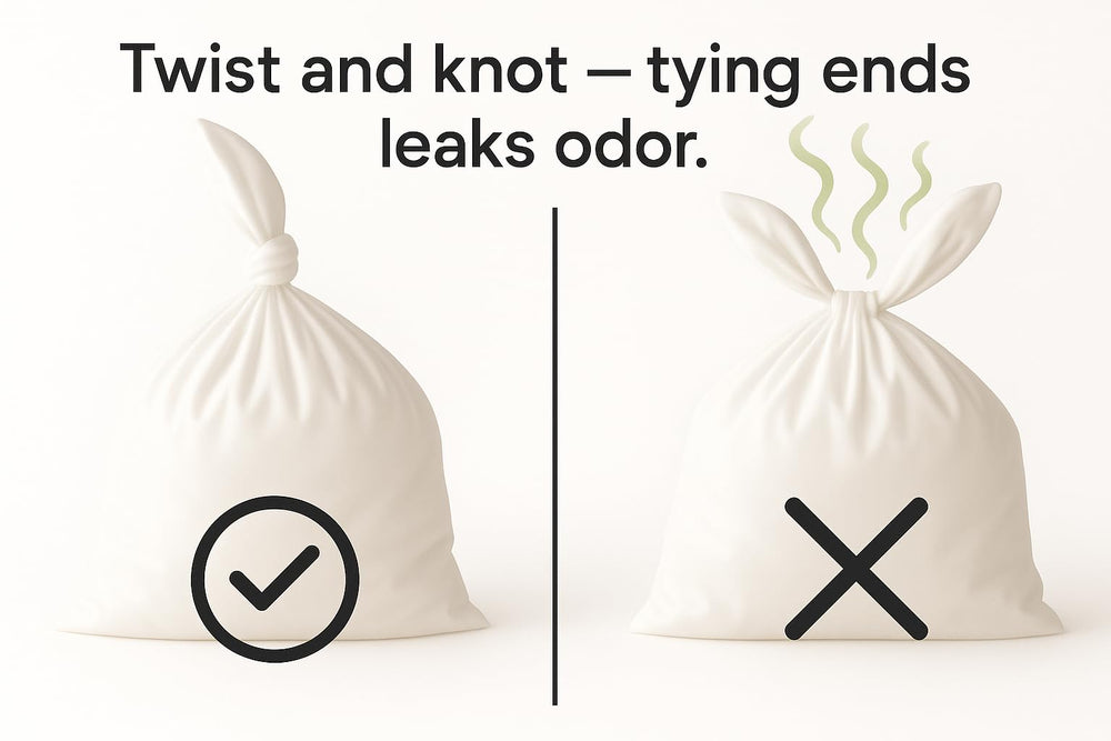 BOS bags in opaque light blue color for discreet disposal.