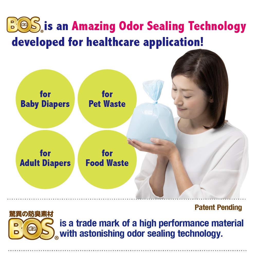BOS opaque light blue bags blend with decor for discreet waste.