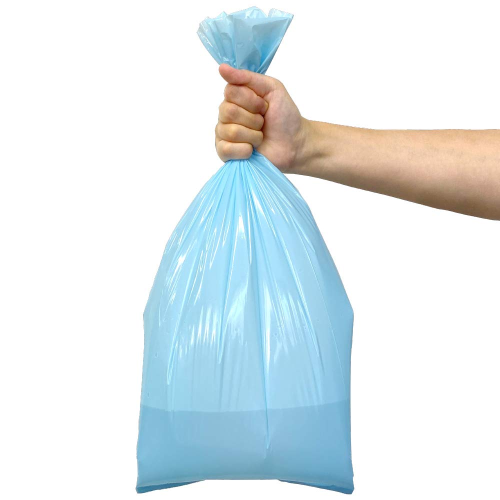Soft opaque light blue BOS bags for discreet waste disposal.