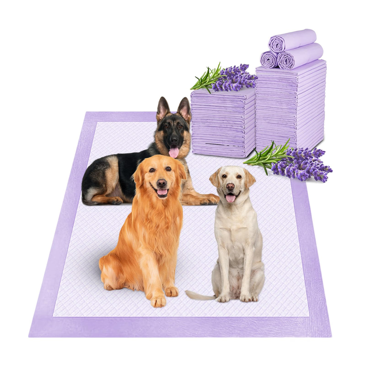 Boscute lavender scented pad in top view shows large coverage for training and leaks