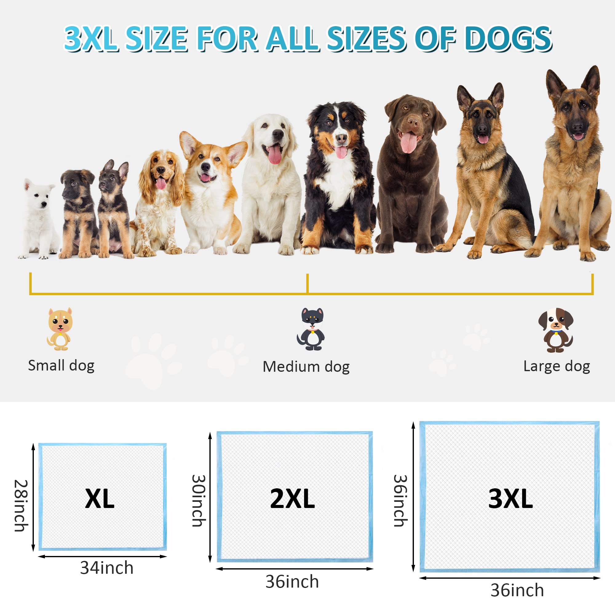 Boscute large pads ideal for big dogs and puppies during potty training.