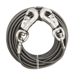 Boss Pet Prestige 40ft tie-out cable ready for secure outdoor exploration with large dogs.