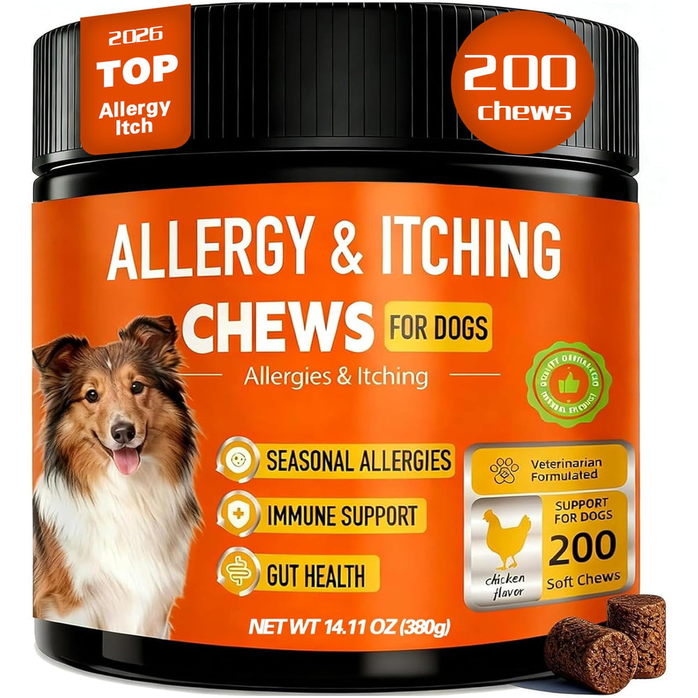 Botanic Skin Dog Allergy Chews bottle for easy daily use and skin comfort