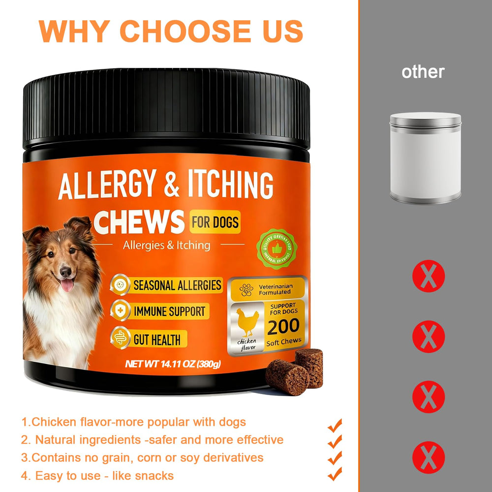 Botanic Skin Dog Allergy Chews packaging display for easy store presentation