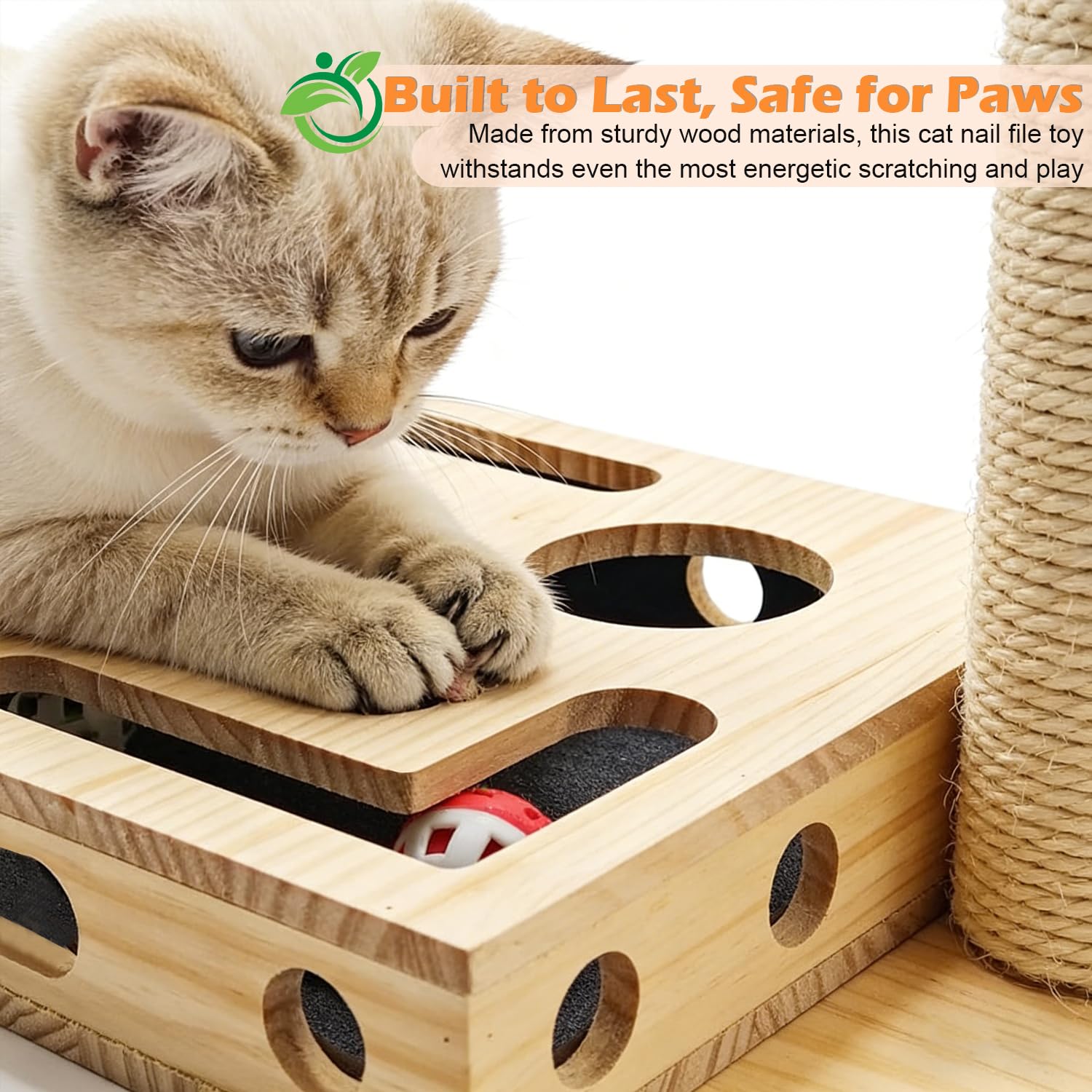 Botumiy Cat Scratch Puzzle Box interior maze with rolling balls for engagement.