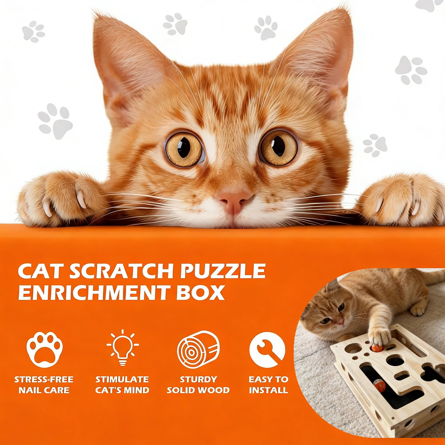 Botumiy Wooden scratch box with sandpapers for nail maintenance.