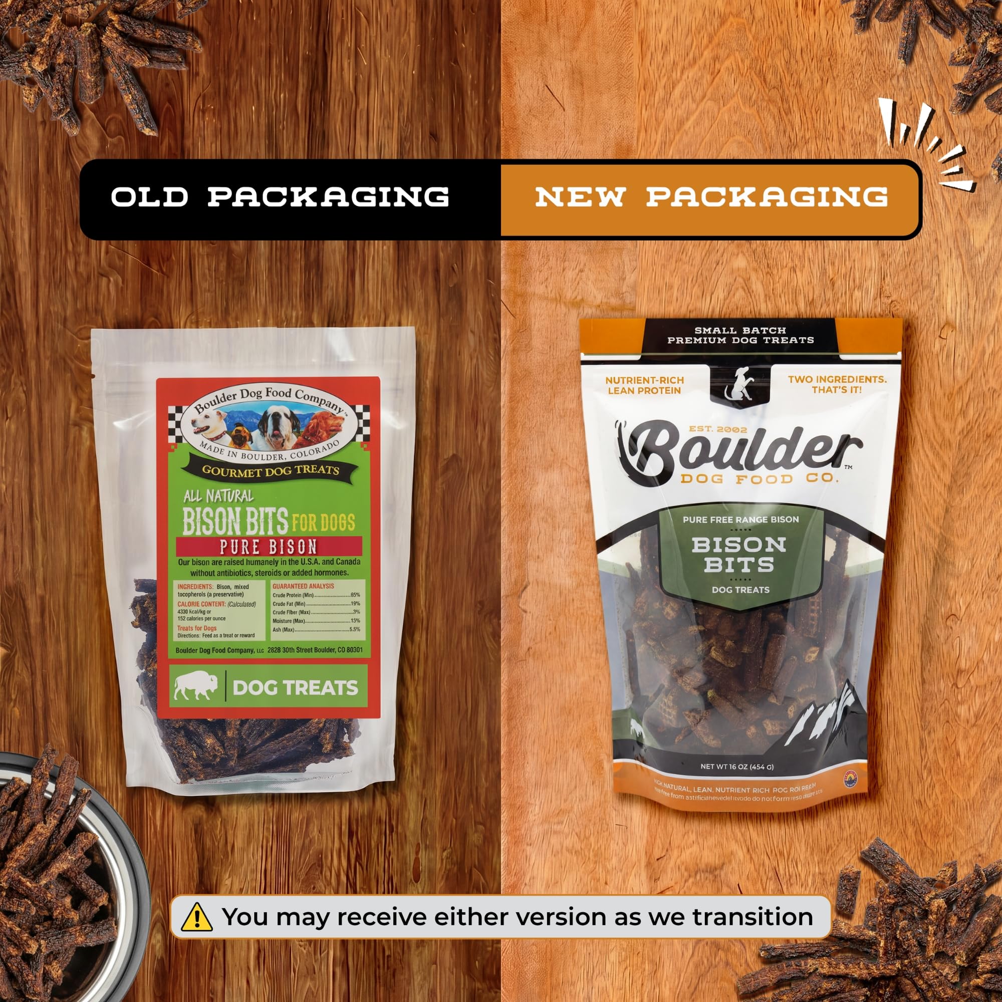 Boulder Dog Food Company Bison Bits closeup reveals chewy texture ideal for training rewards