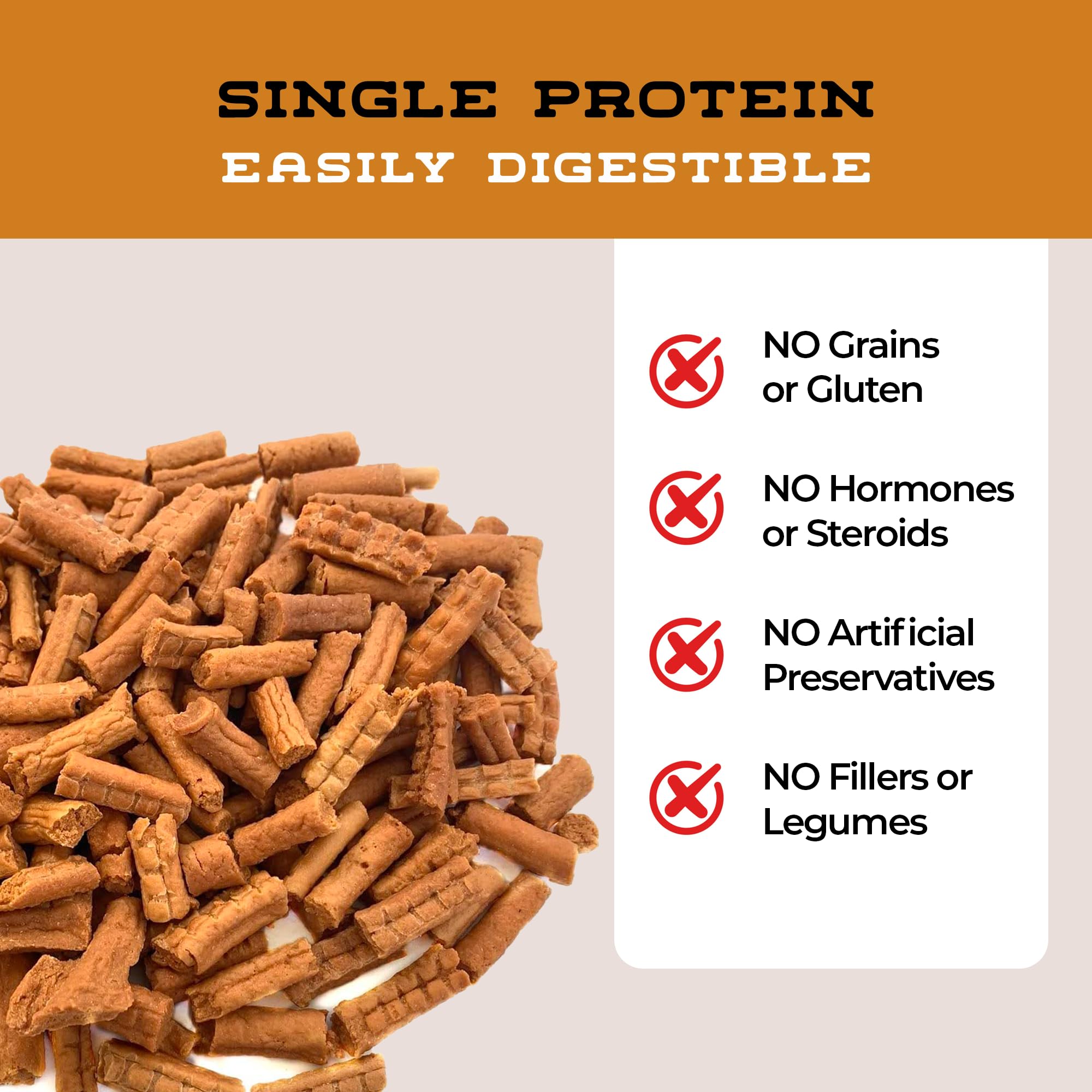 Label emphasizes grain-free and allergen-friendly chicken bits