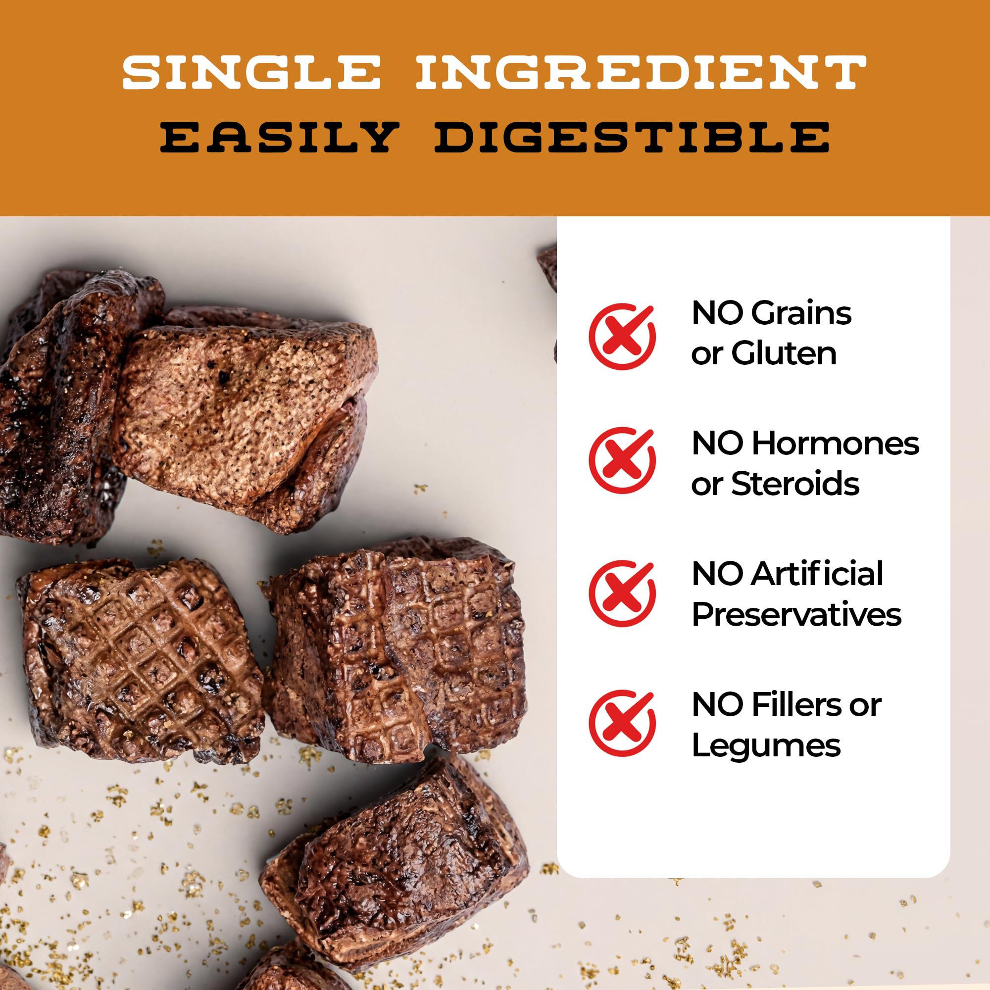Boulder Dog Food Company Bison Cubes crunchy texture close-up, perfect rewards during training.