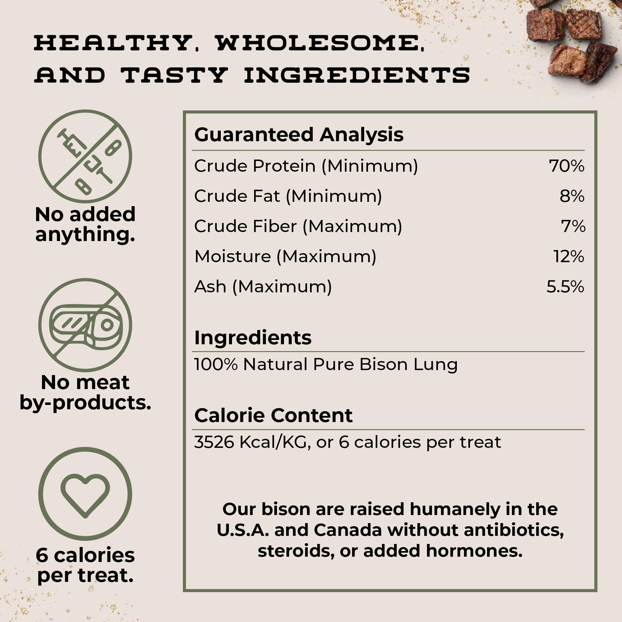 Boulder Dog Food Company Bison Cubes teaching cue close-up, vet-approved quality.