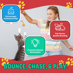 Bouncy Tails cat ball toy sized for kittens and small cats for easy swats.