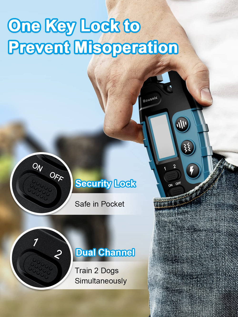 BOUSNIC compact lightweight collar for comfortable fit on dogs