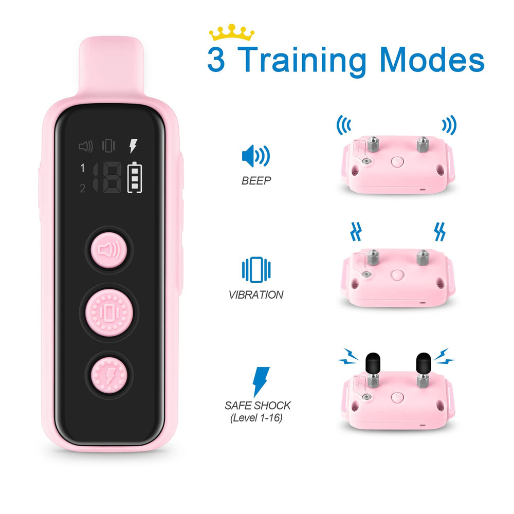 BOUSNIC pink dog collar for two-dog training.