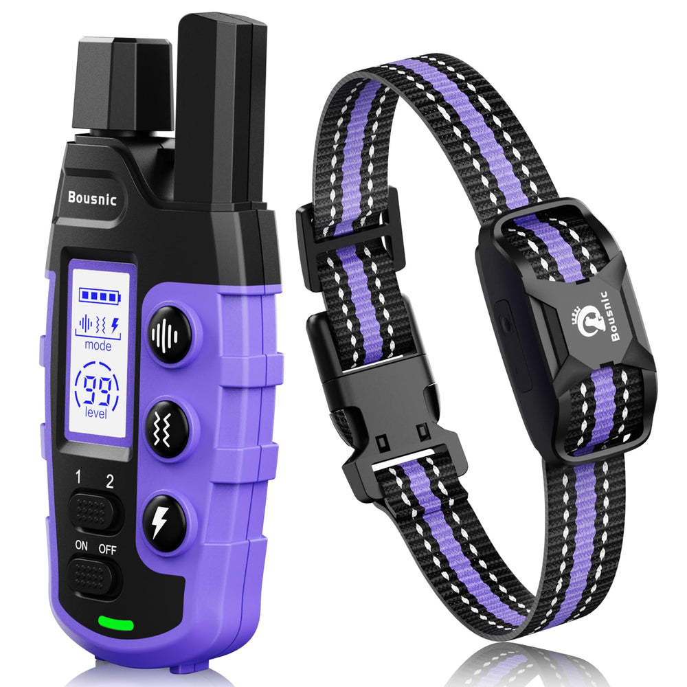 Bousnic dog shock collar package with remote for outdoor training.