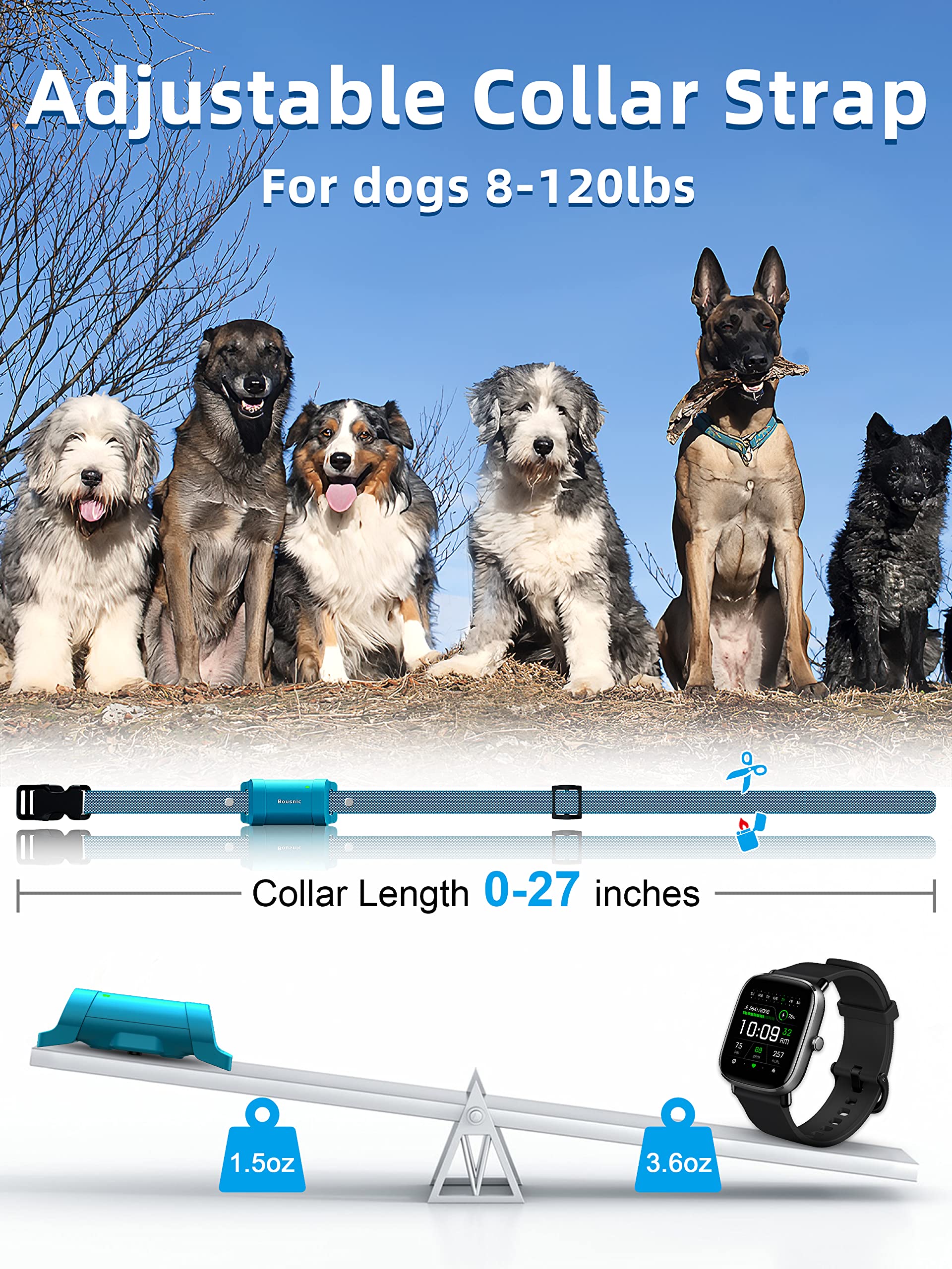 BOUSNIC adjustable neck fit suitable for small to large dogs