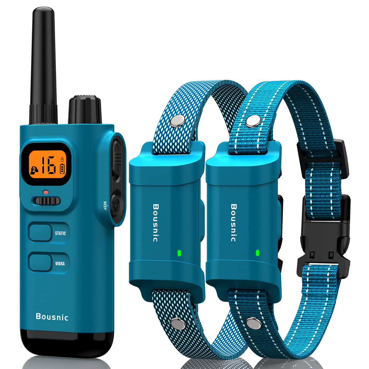 BOUSNIC dog training collar with remote antenna for extended outdoor range