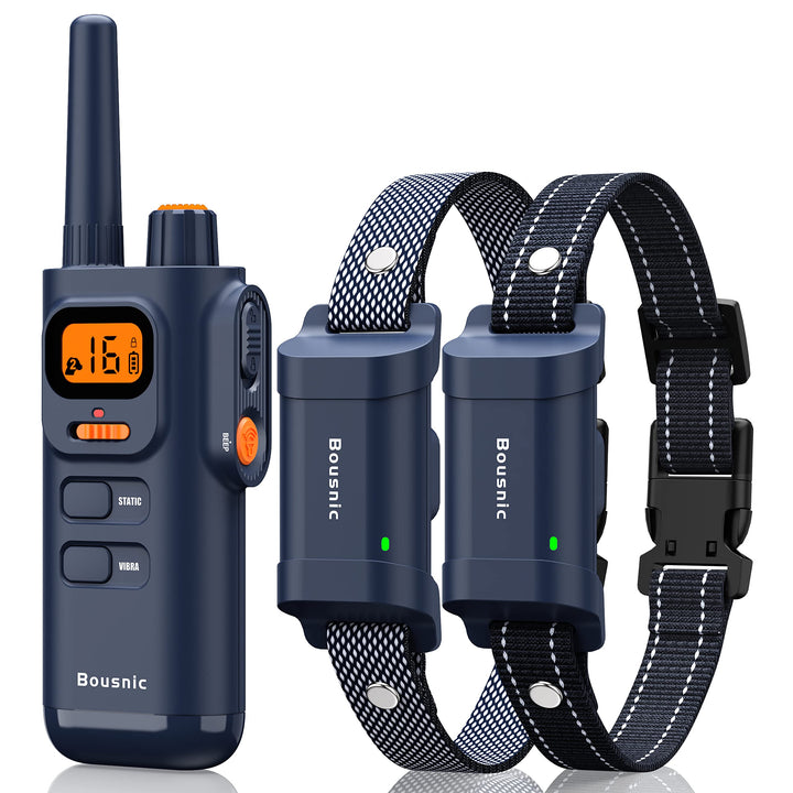BOUSNIC dog-training-collar remote controls outdoor commands with long-range signal.