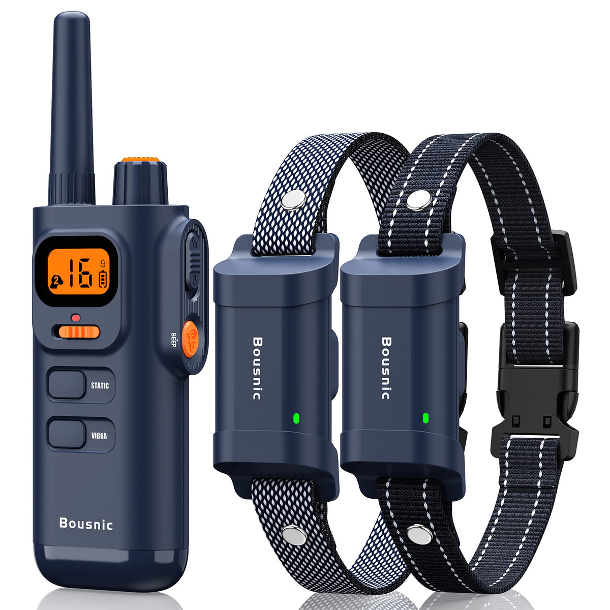 BOUSNIC dog-training-collar remote controls outdoor commands with long-range signal.