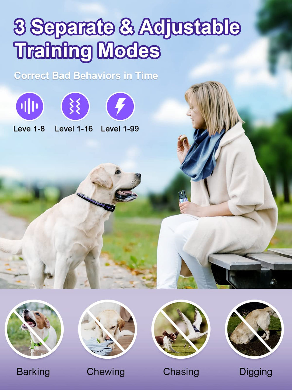 BOUSNIC dual-channel remote supports training two dogs simultaneously.