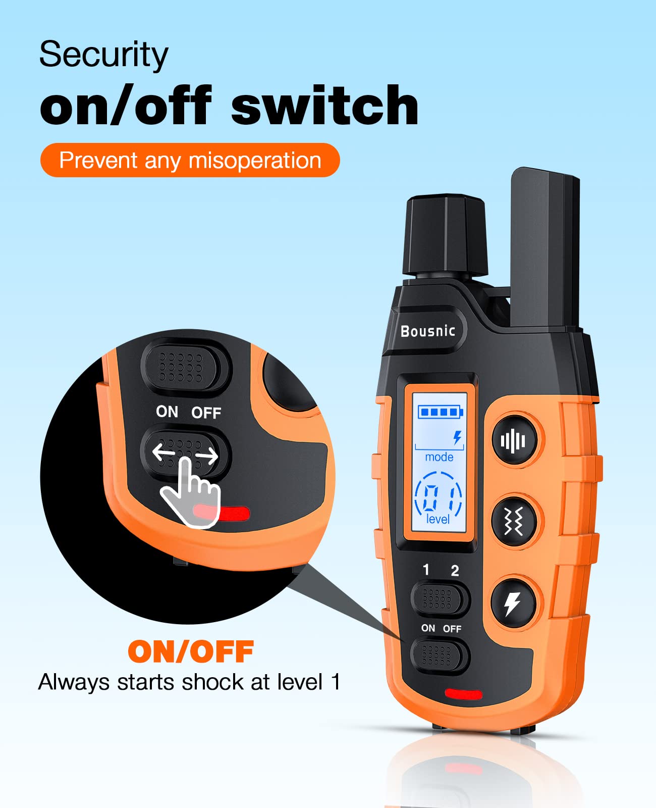 Dual channel design supports training two dogs simultaneously.