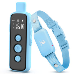 Bousnic shock collar blue front view with remote for training