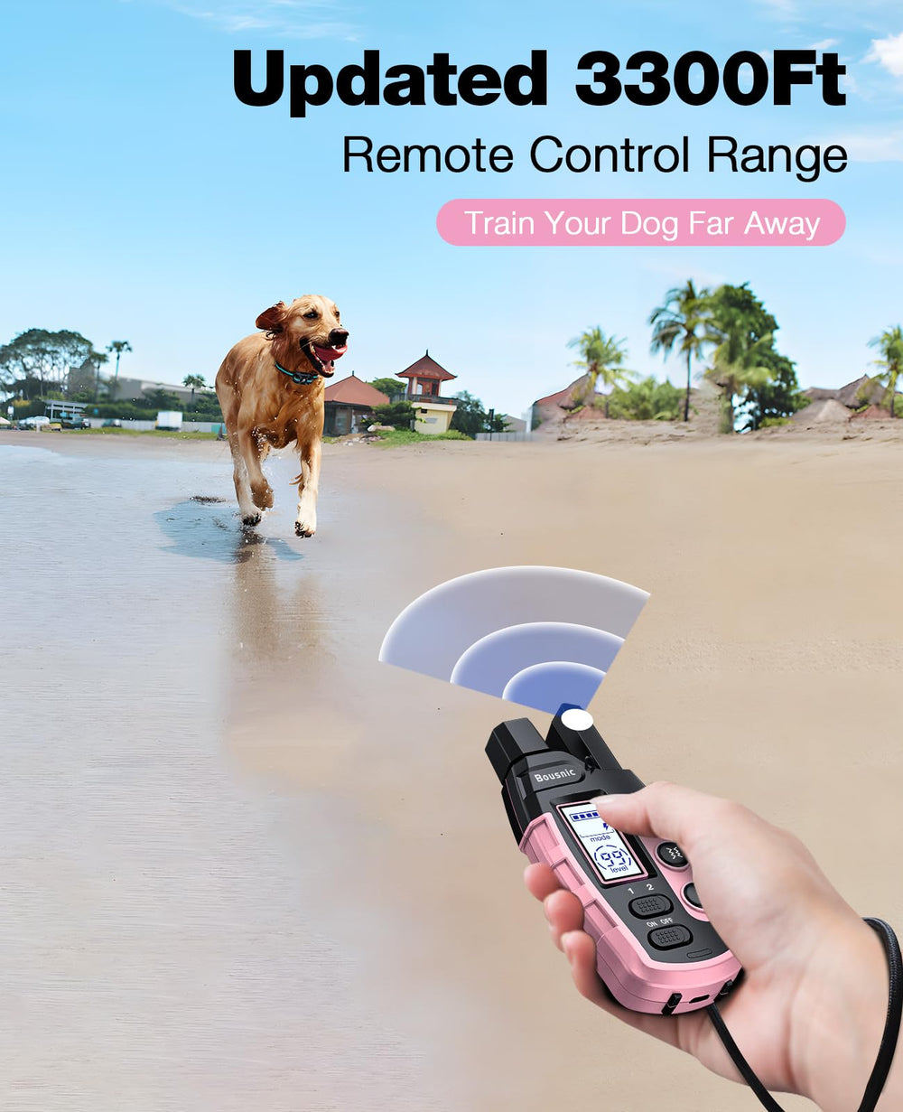 BOUSNIC training modes with beep, vibration, and safe shock options.