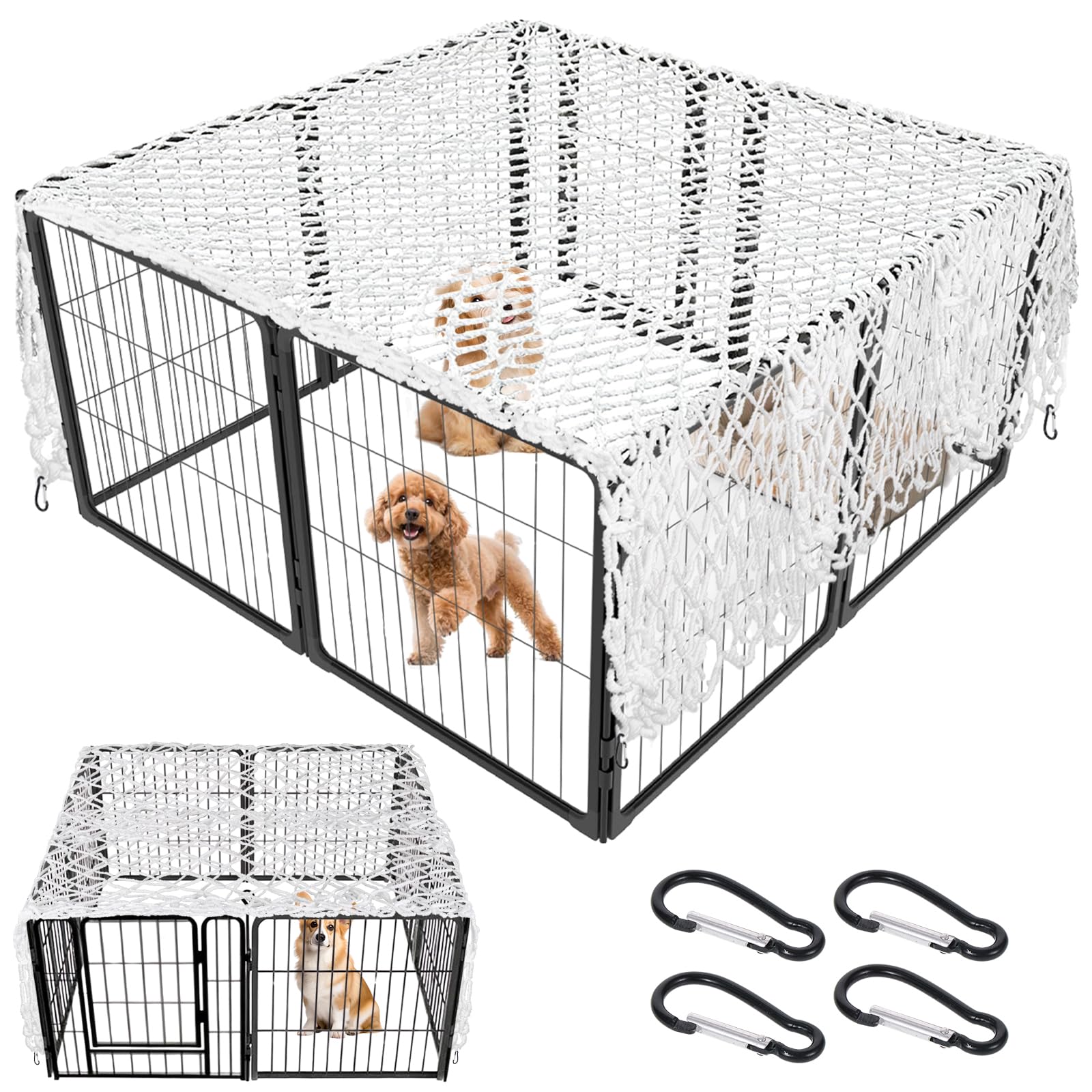 BOUTICOL dog playpen cover net keeps small dogs secure while maintaining airflow.