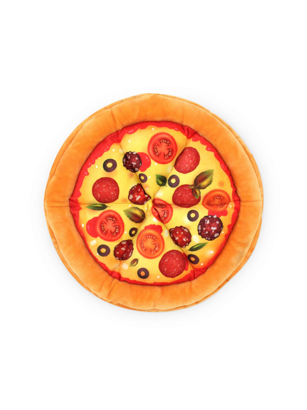 Bow Wow Pet Pizza Dog Toy bright design stimulates curiosity during indoor time