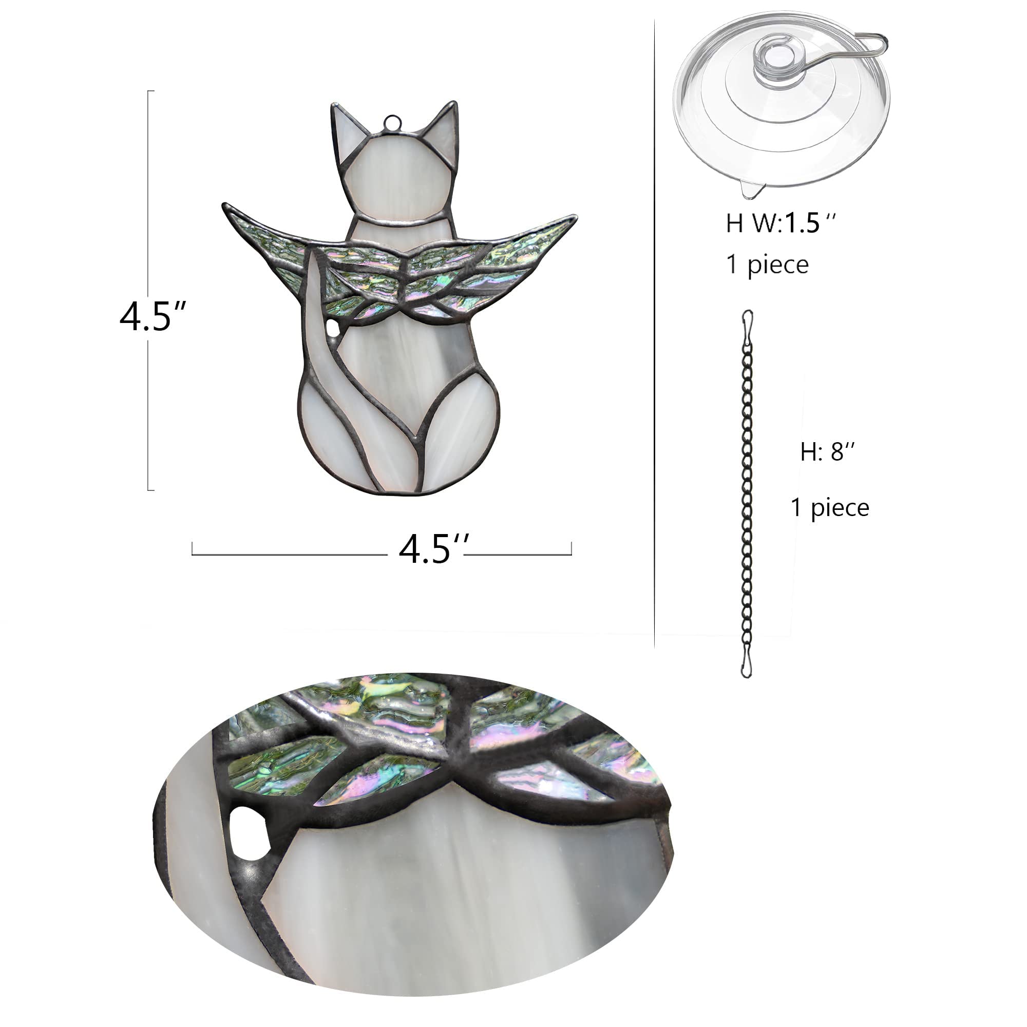 BOXCASA Cat Memorial Window Hanging features stained glass colors for any room.