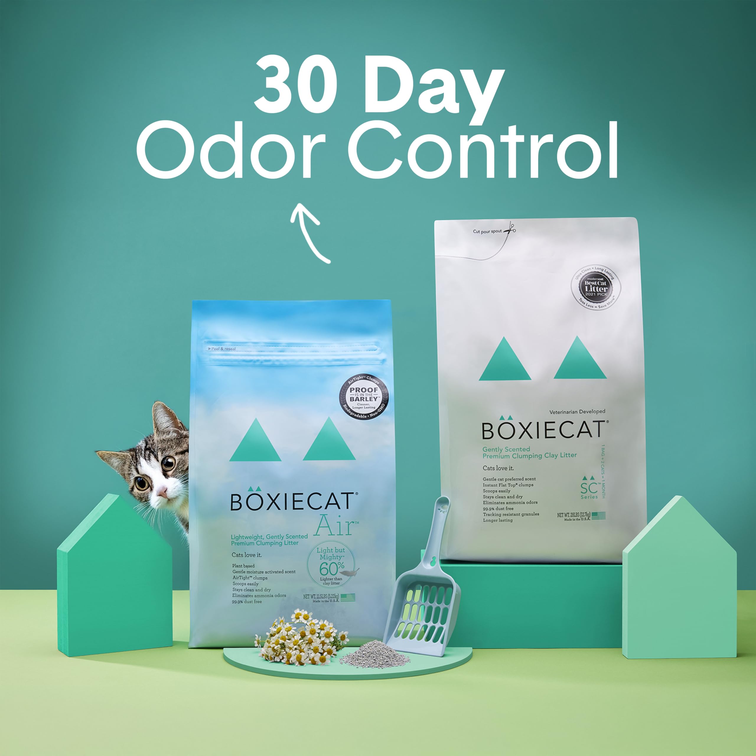 Close-up of clumping action on Boxiecat litter for easy scooping
