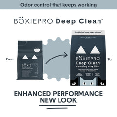 Dust-free BoxiePro litter forming top clumps for easy scooping