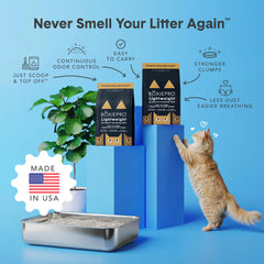 BoxiePro 99.9% dust-free litter for cleaner air and less tracking.